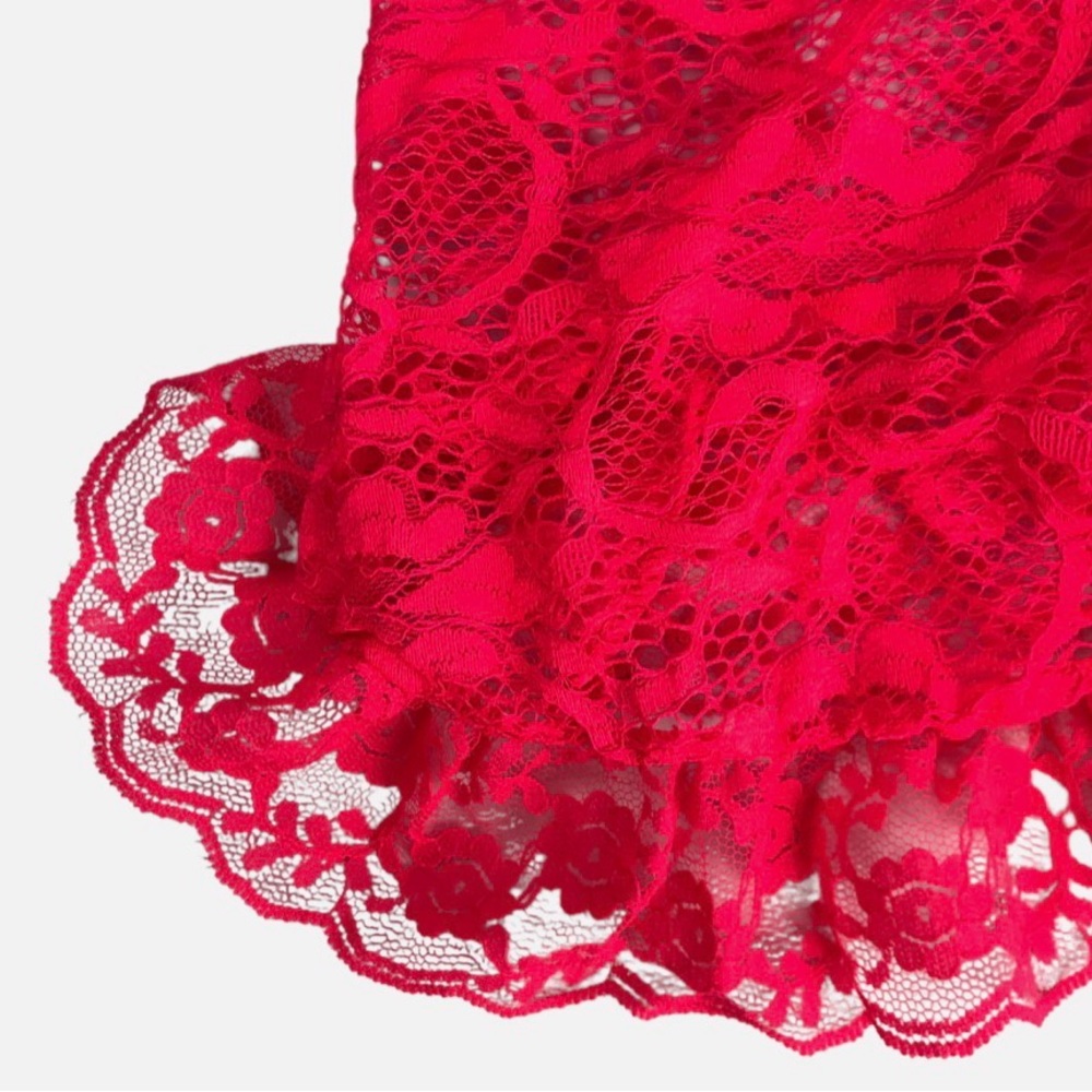 Flirty Red Lace Babydoll Lingerie - Picture 3 of 4